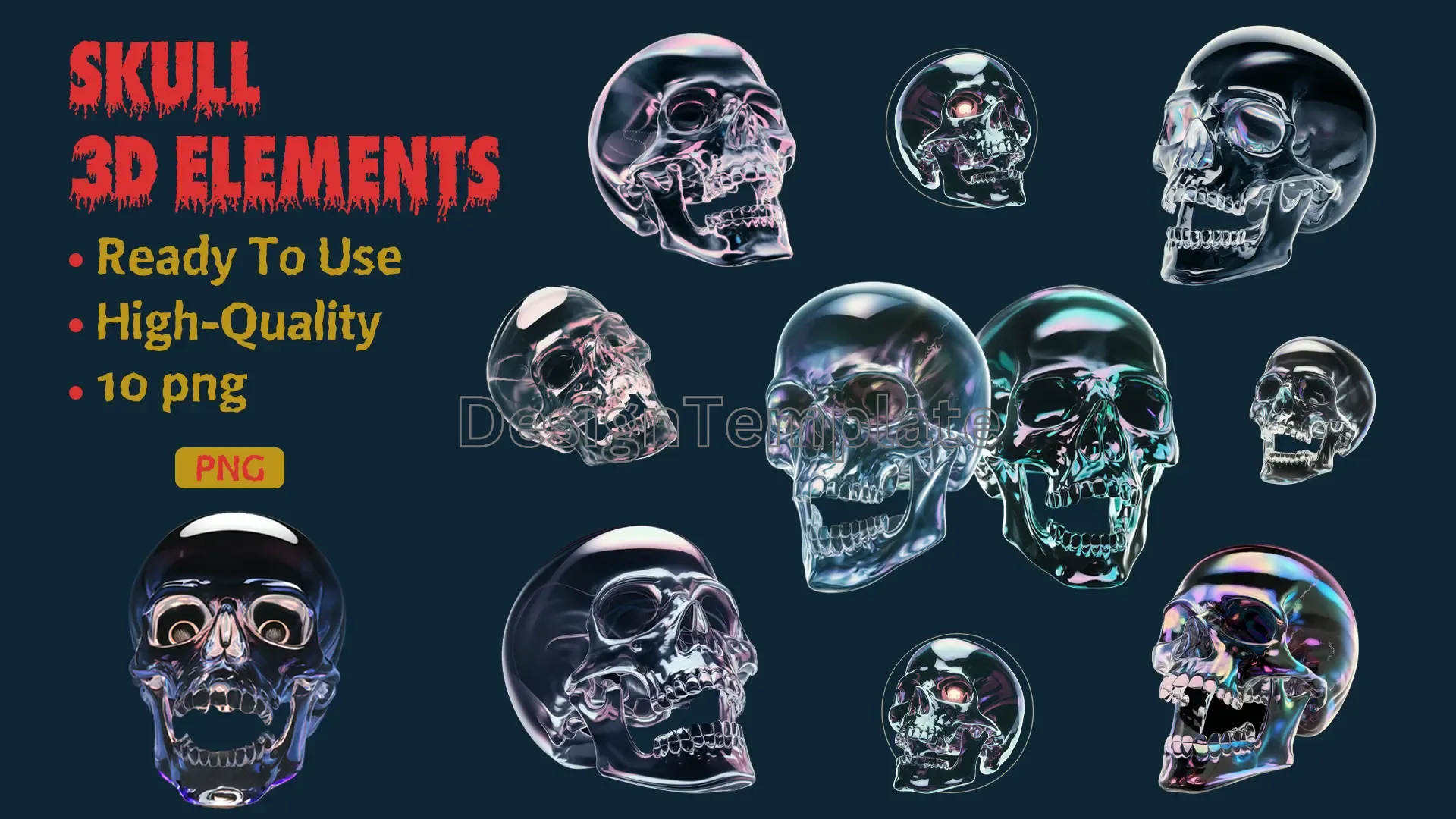 Spooky 3D Skull Elements Pack